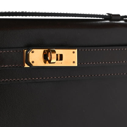 Hermes Box Kelly Cut Clutch Chocolate 9 of 9