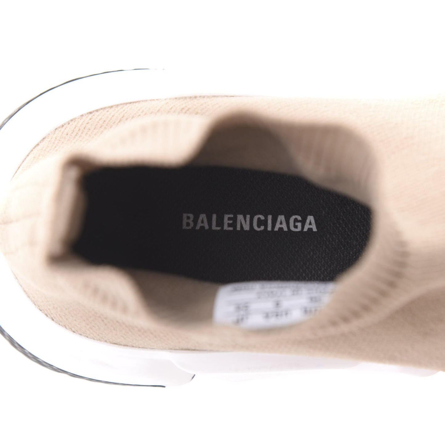Neoprene Knit Bi-Color Sole Womens Speed Sneakers 36 Beige White Black