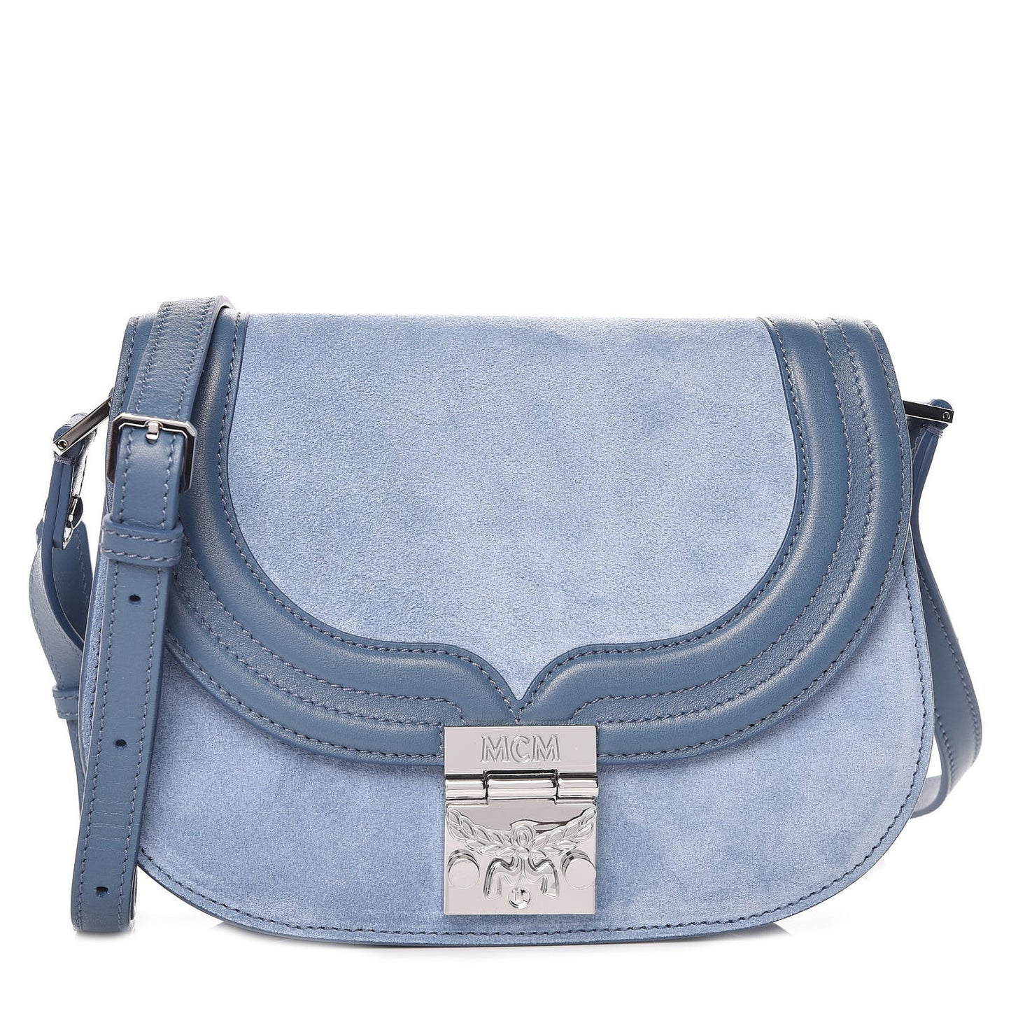 Suede Calfskin Trisha Small Shoulder Bag Blue