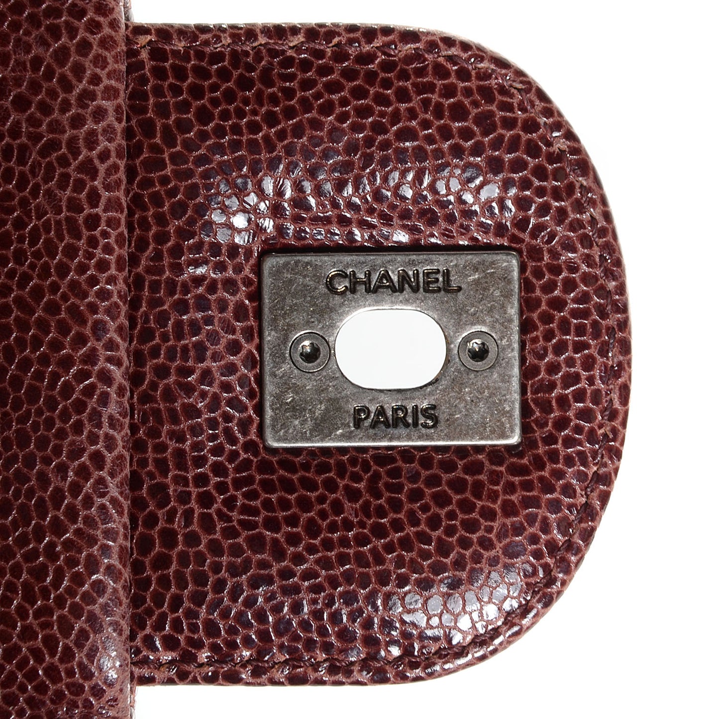 Grained Calfskin Quilted Medium Elastic Flap Bordeaux