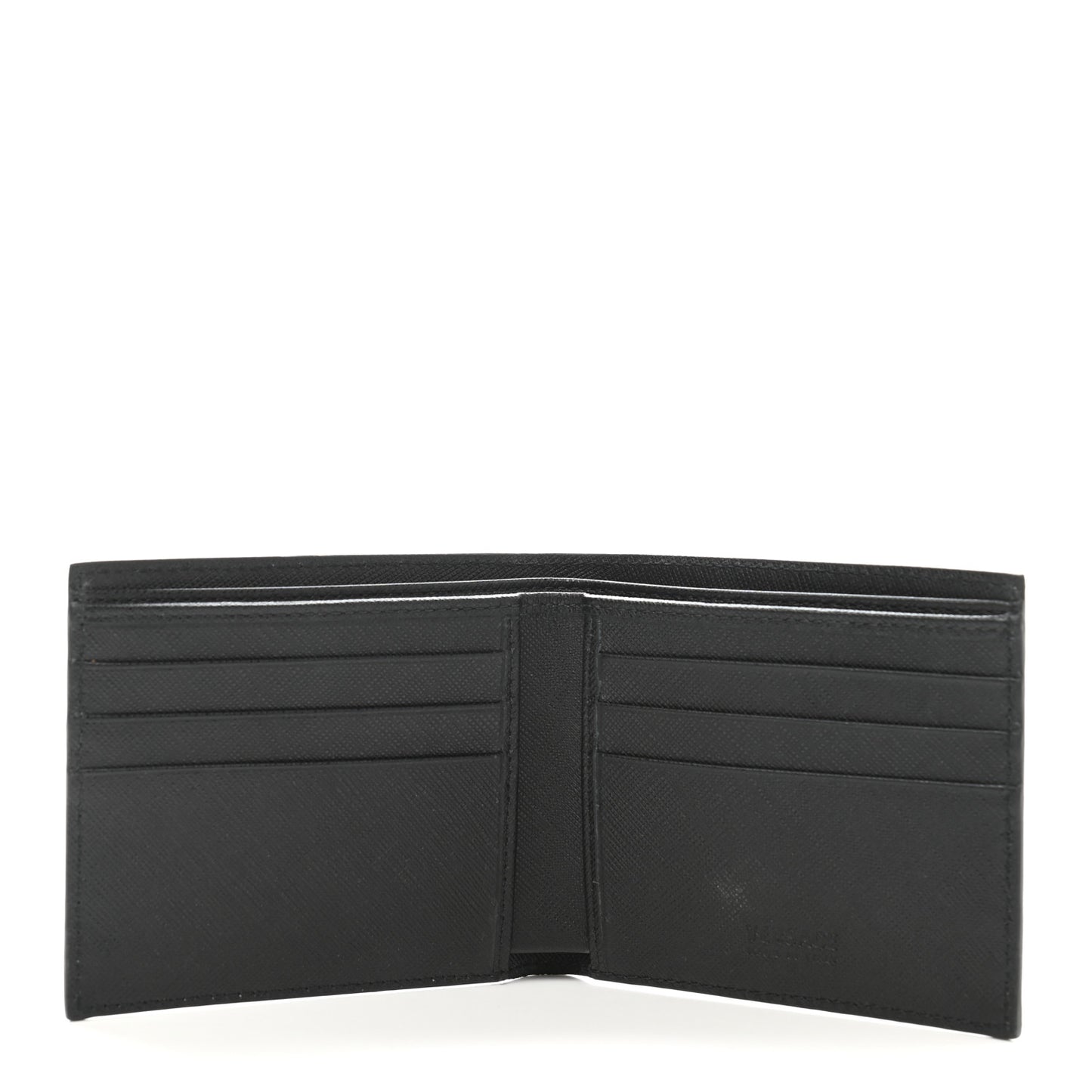 Calfskin PVC Barocco Printed Bi-Fold Wallet Black Gold