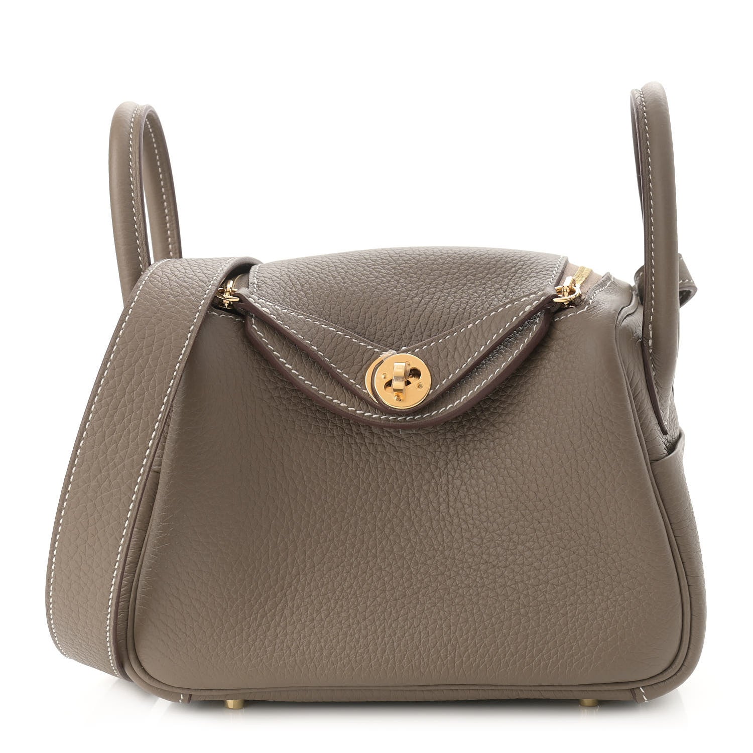 Hermes Taurillon Clemence Mini Lindy 20 Etoupe 1 of 11