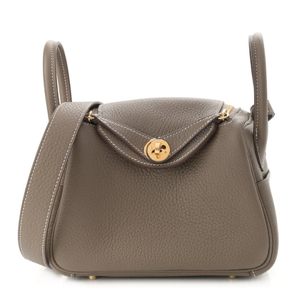 Hermes Taurillon Clemence Mini Lindy 20 Etoupe 1 of 11