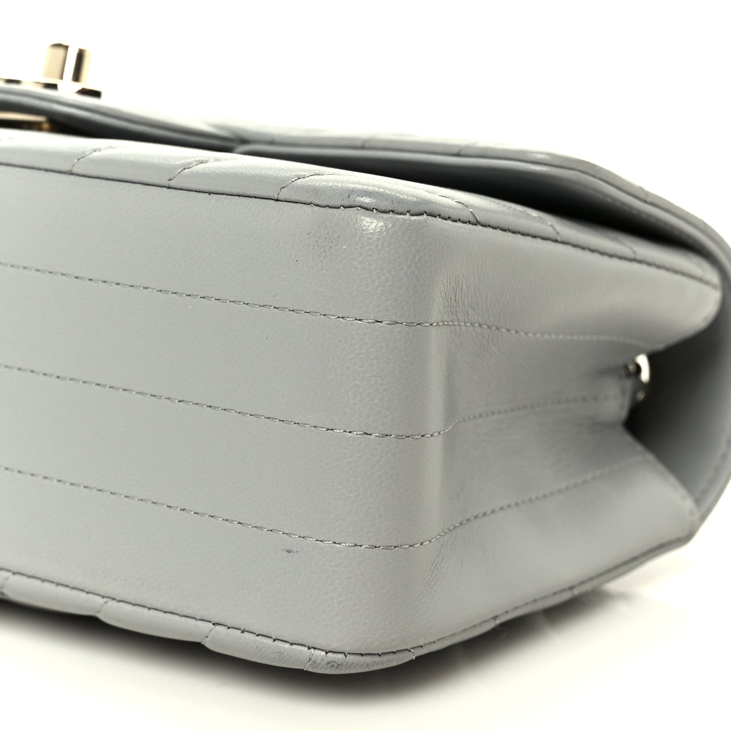 Lambskin Chevron Quilted Mini Rectangular Flap Grey