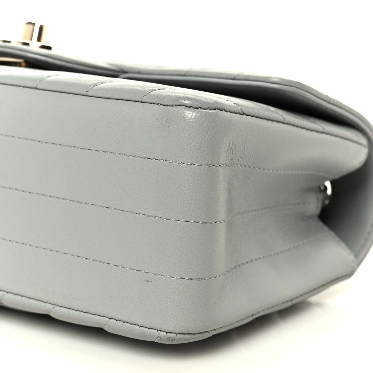 Chanel Lambskin Chevron Quilted Mini Rectangular Flap Grey 11 of 11
