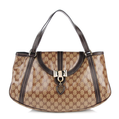 Gucci Crystal Monogram Duchessa Flap Shoulder Bag Dark Brown 1 of 7