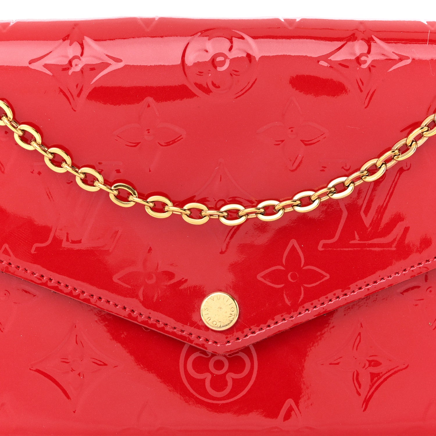 Louis Vuitton Vernis Felicie Pochette Chain Wallet Cherry 9 of 13