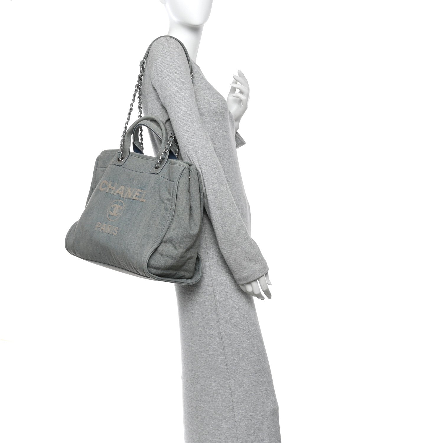 Chanel Denim Medium Deauville Tote Light Blue 2 of 12