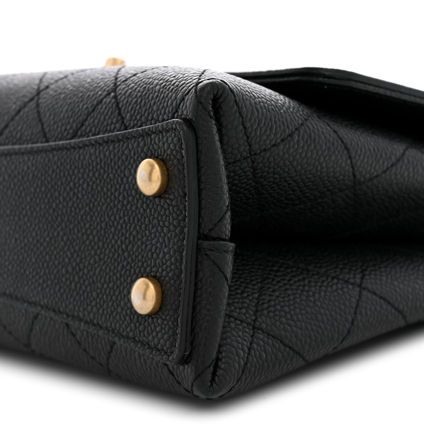 Caviar Diamond Stitched Small Top Handle Flap Black