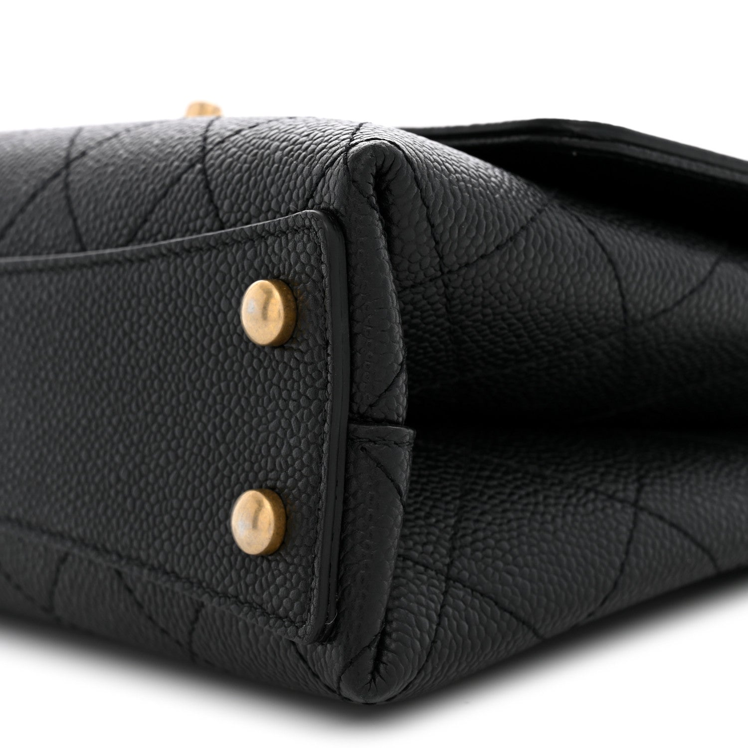 Chanel Caviar Diamond Stitched Small Top Handle Flap Black 10 of 11