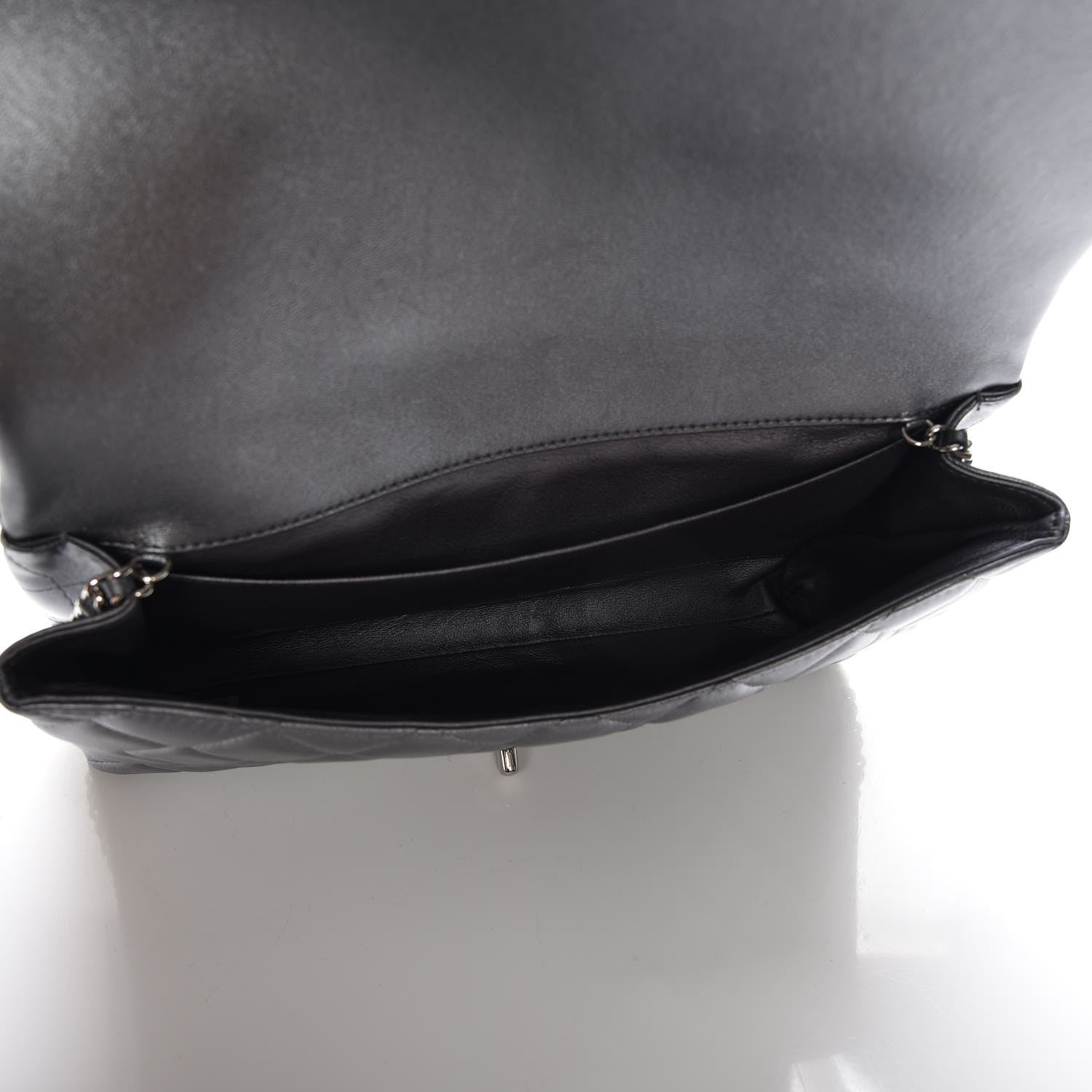 Chanel Metallic Lambskin Quilted Clutch With Chain Flap Dark Grey 5 of 8