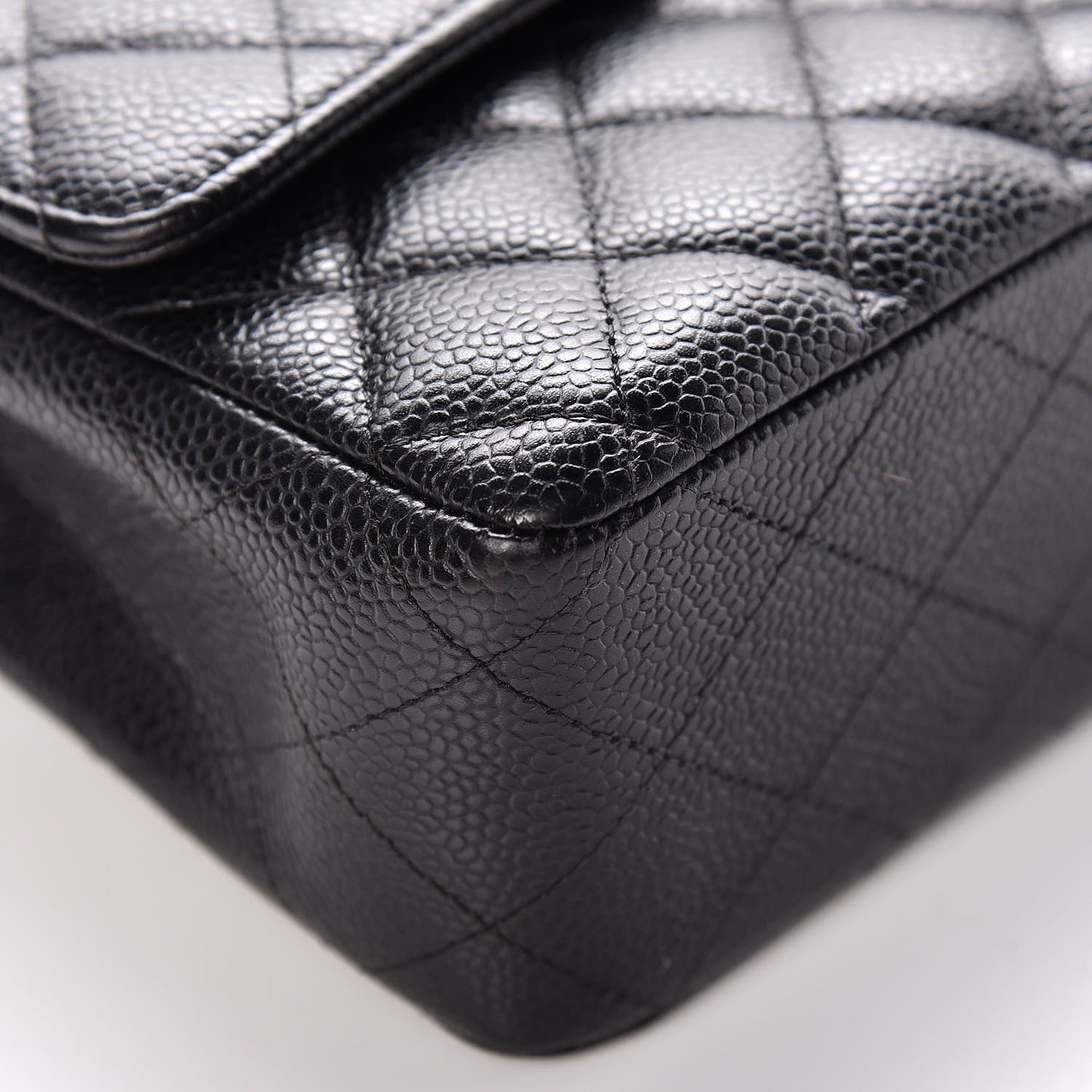 Caviar Quilted Medium Double Flap Black