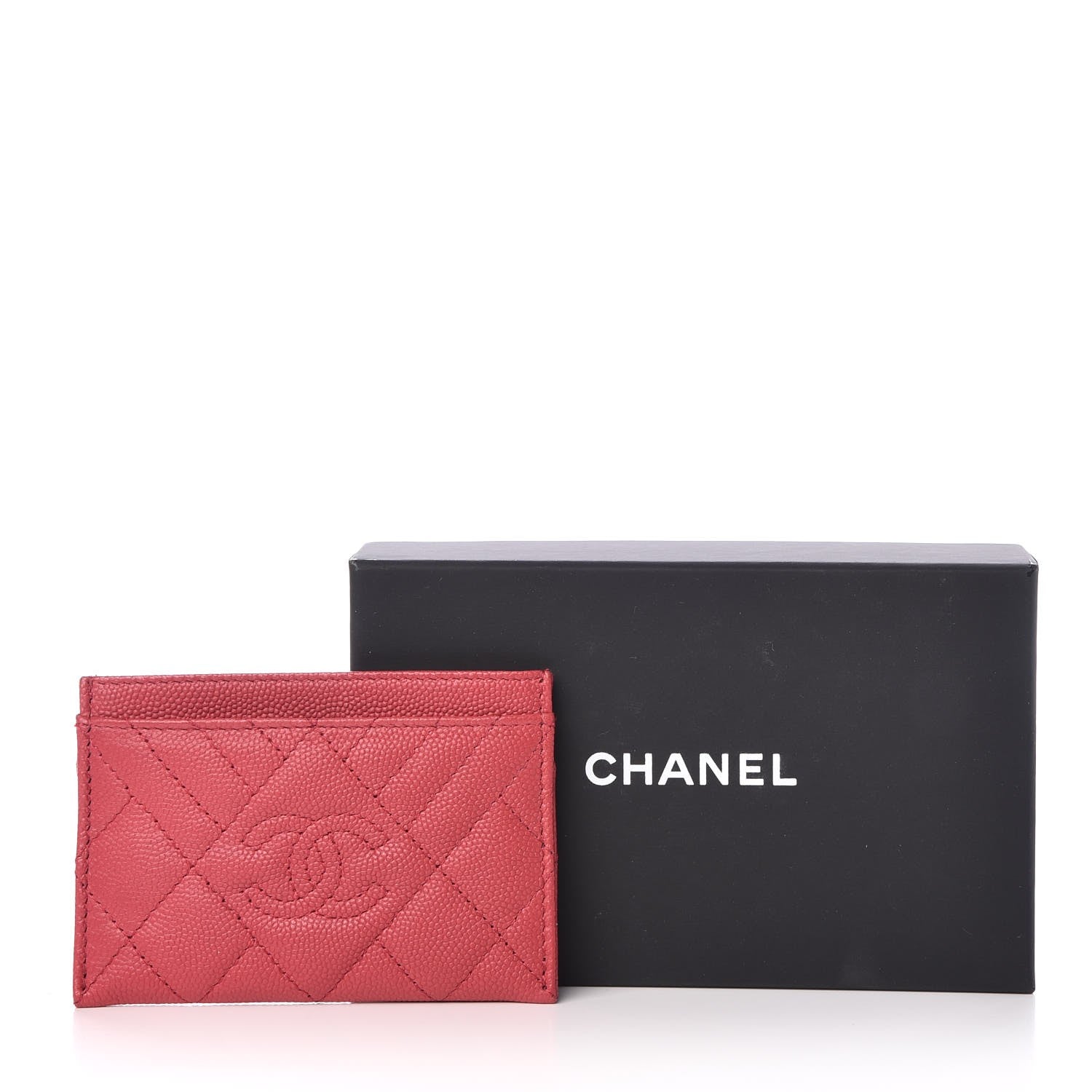 Chanel Caviar Quilted Diamond CC Duo Card Holder Pink 9 of 9