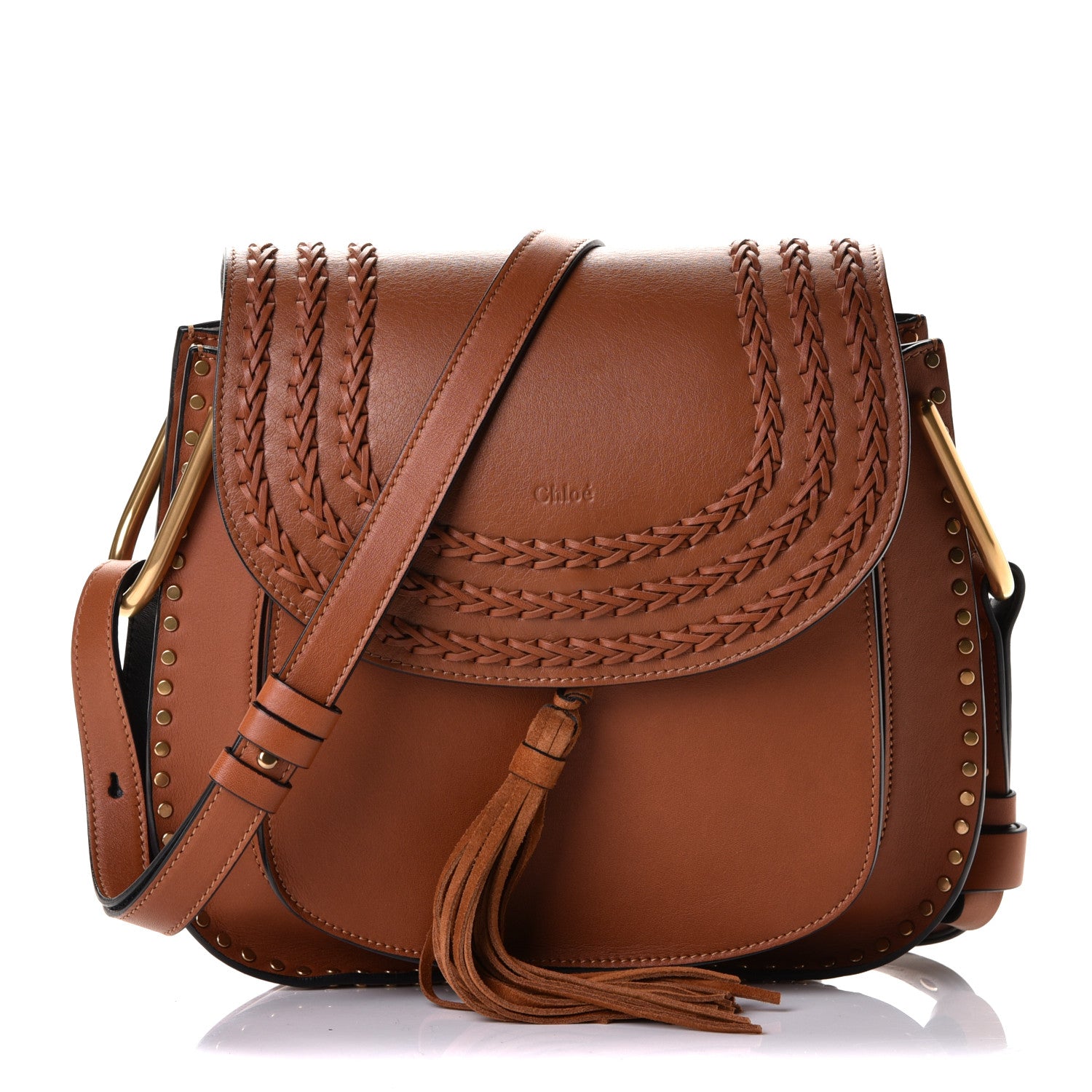 Chloe Calfskin Braided Medium Hudson Shoulder Bag Caramel 1 of 6