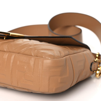 Fendi Nappa FF 1974 Embossed Baguette Miele Scuro 9 of 14