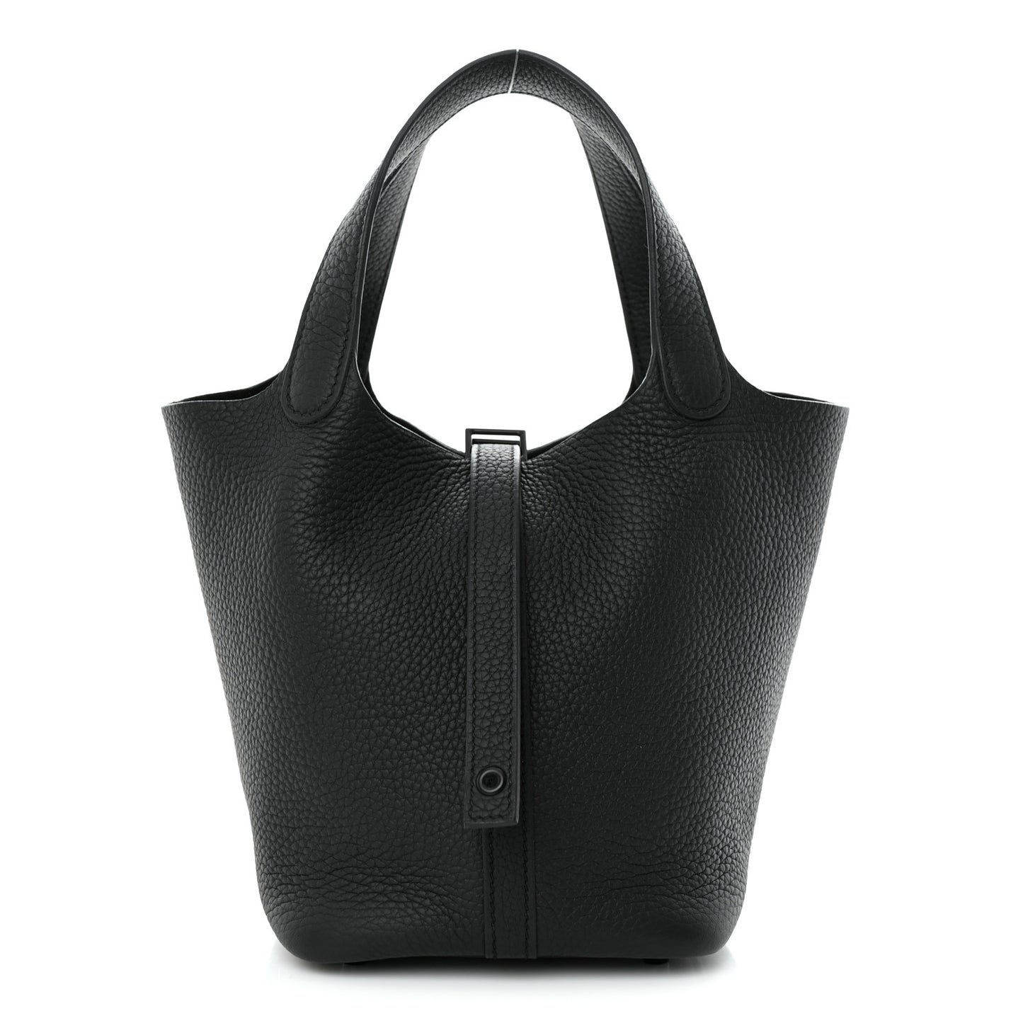 Taurillon Clemence Monochrome Picotin Lock 18 PM Black