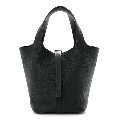 Hermes Taurillon Clemence Monochrome Picotin Lock 18 PM Black 1 of 11