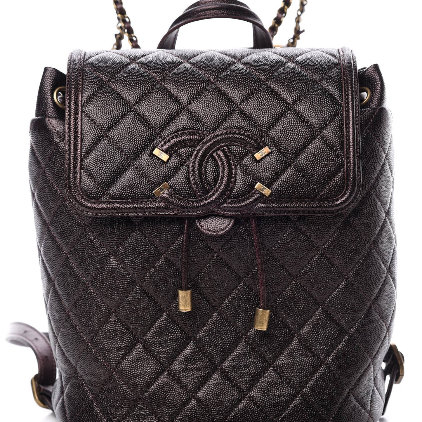 Caviar Quilted Filigree Backpack Burgundy