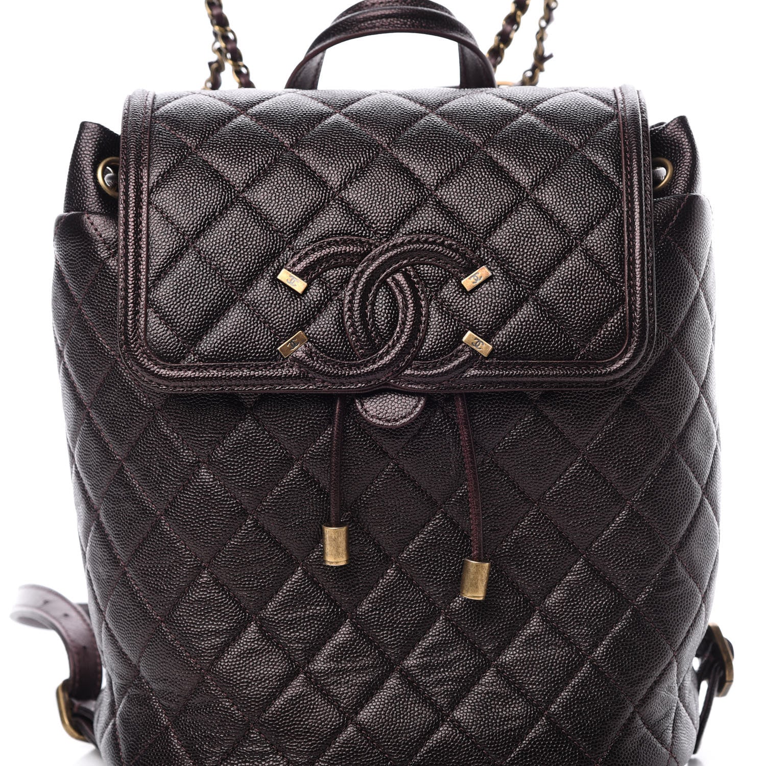 Chanel Caviar Quilted Filigree Backpack Burgundy 7 of 9