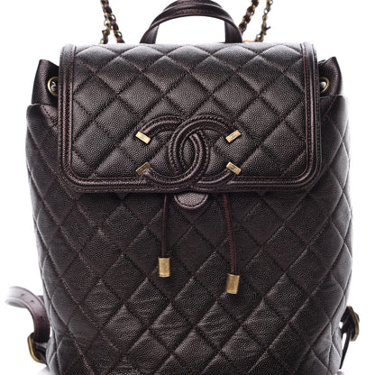 Chanel Caviar Quilted Filigree Backpack Burgundy 7 of 9