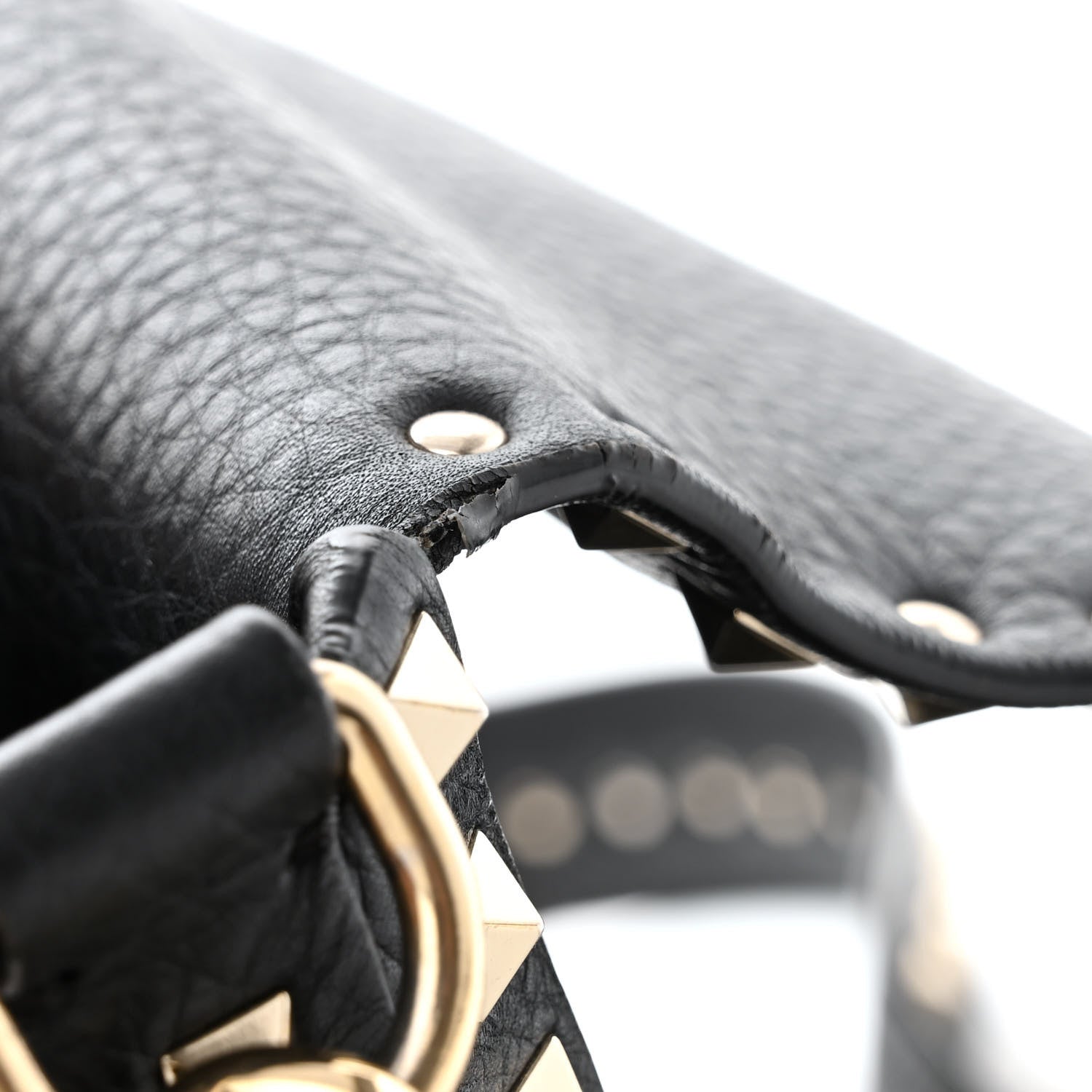Valentino Garavani Grained Calfskin Rockstud Saddle Bag Black 11 of 12