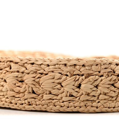 Celine Raffia Calfskin Triomphe Panier Hobo Bag Natural Tan 9 of 12