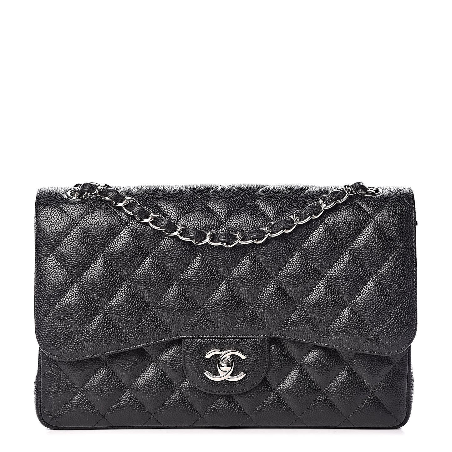 Caviar Quilted Jumbo Double Flap Black