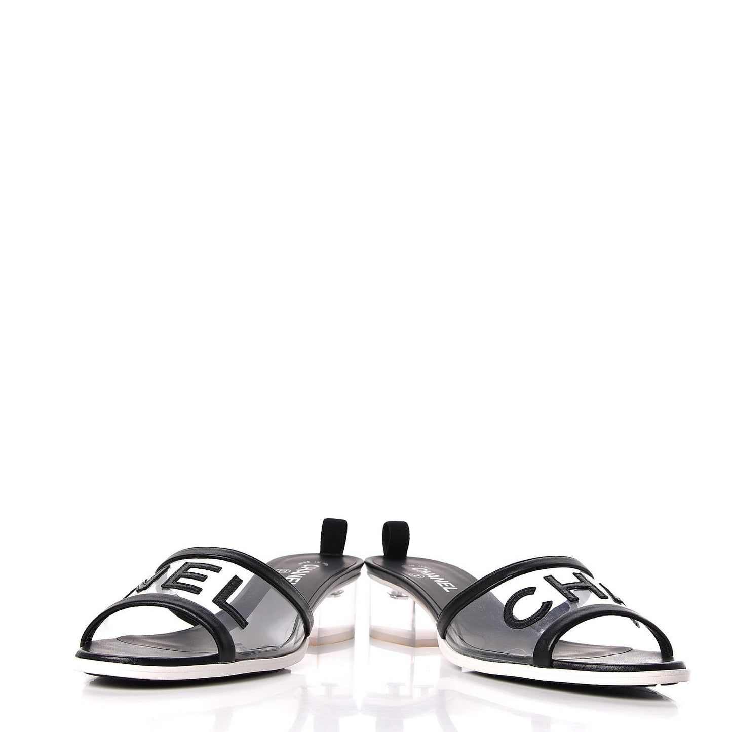 PVC Lambskin Logo Mules 41.5 Black