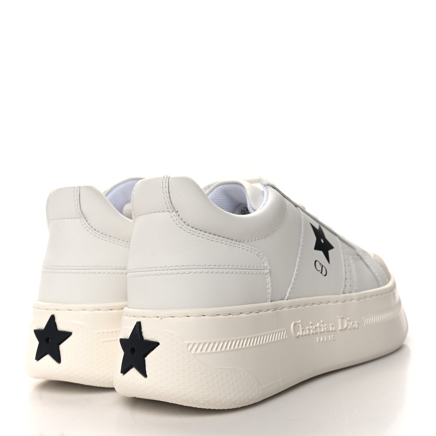 Calfskin Suede Dior Star Ors Platform Sneakers White Black 38.5 White Black