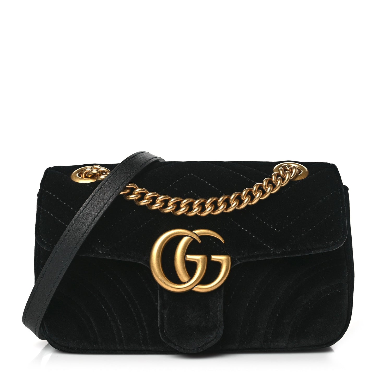 Velvet Matelasse Mini GG Marmont Shoulder Bag Black