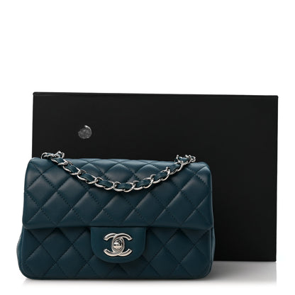 Chanel Lambskin Quilted Mini Rectangular Flap Dark Blue 14 of 14