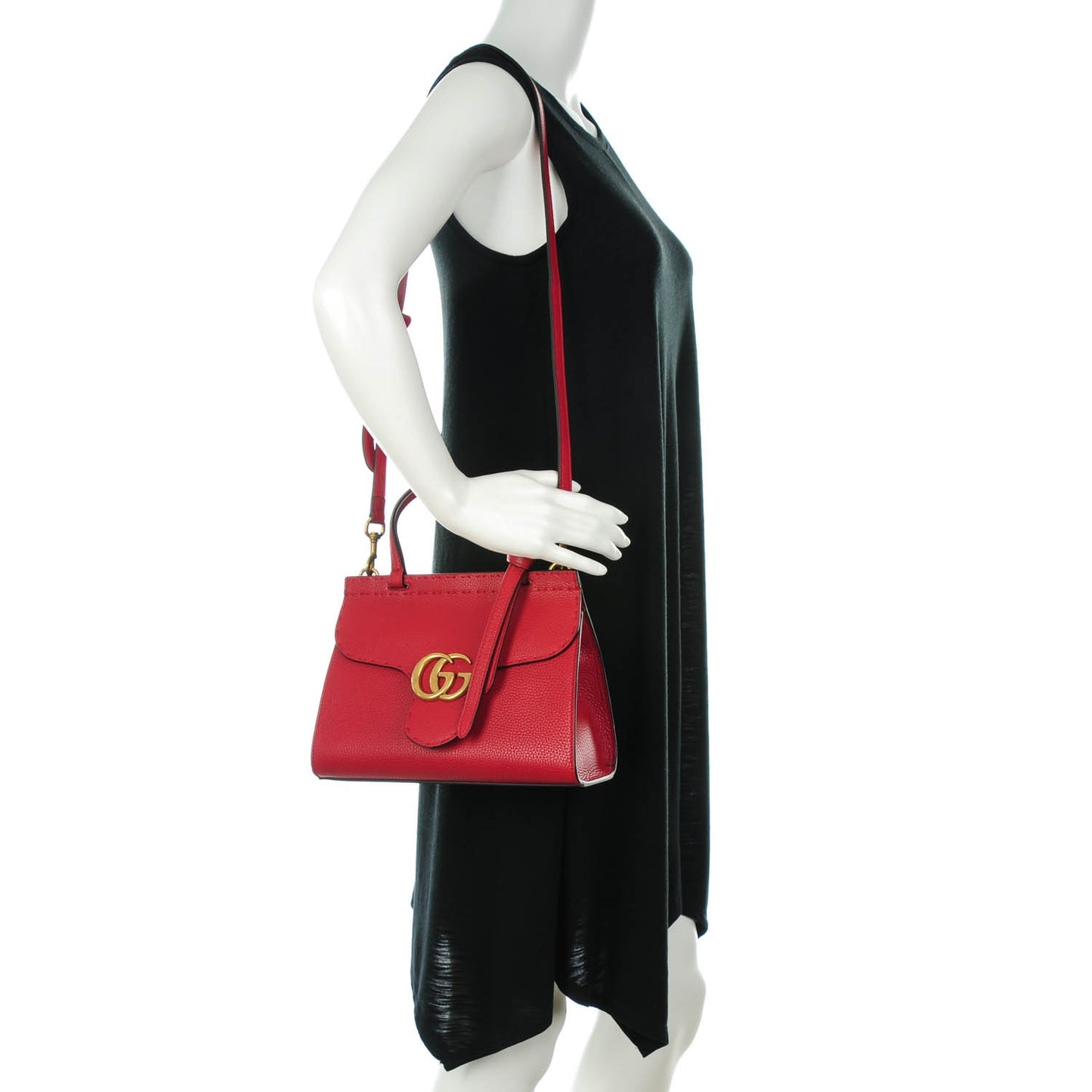 Calfskin Mini GG Marmont Top Handle Bag Vulcanic Red