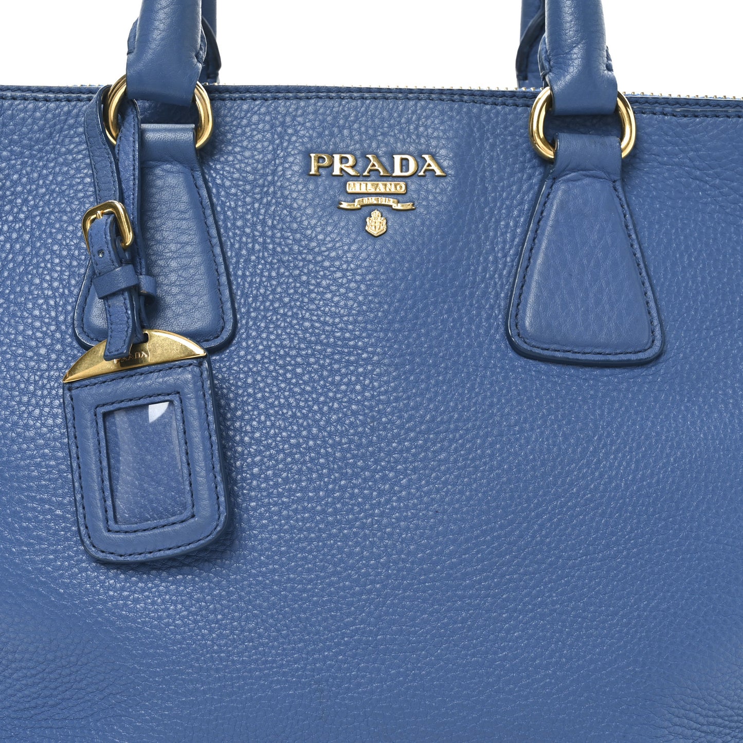 Vitello Daino Large Double Zip Tote Cobalto