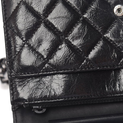 Chanel Shiny Aged Calfskin Quilted Boy Wallet On Chain WOC Black 16 of 19
