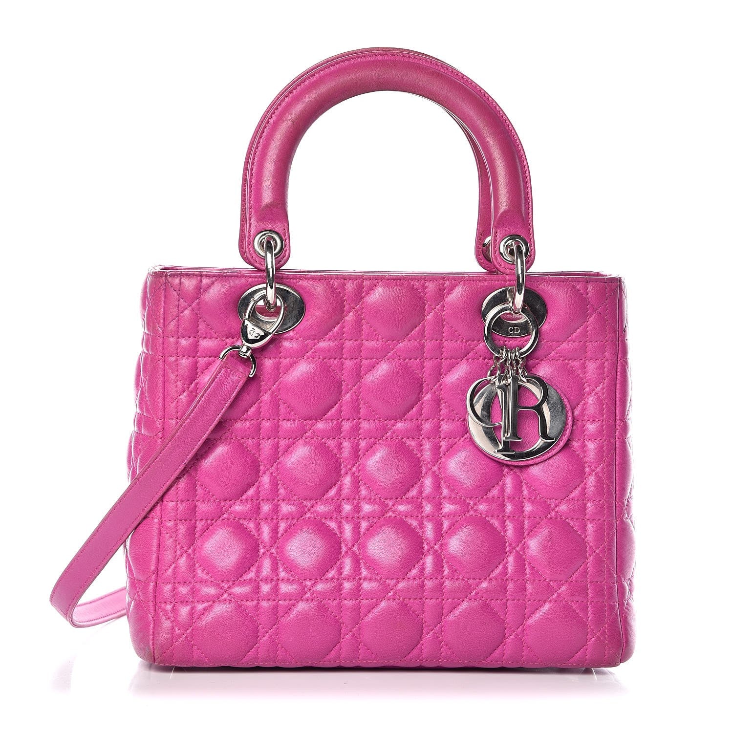 Christian Dior Lambskin Cannage Medium Lady Dior Pink 1 of 17