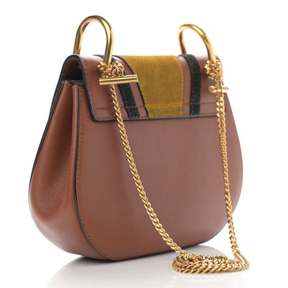 Chloe Suede Calfskin Patchwork Mini Drew Shoulder Bag Tobacco 3 of 14