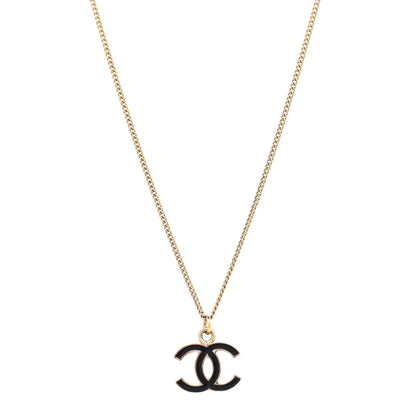 Chanel Metal Enamel CC Chain Necklace Gold Black 1 of 7