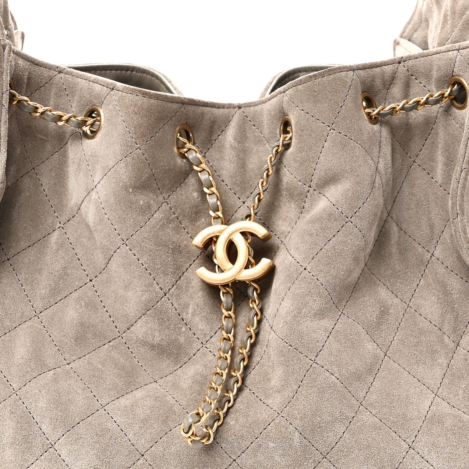 Chanel Suede Quilted Medium Chanel 25 Handbag Grey 8 of 11