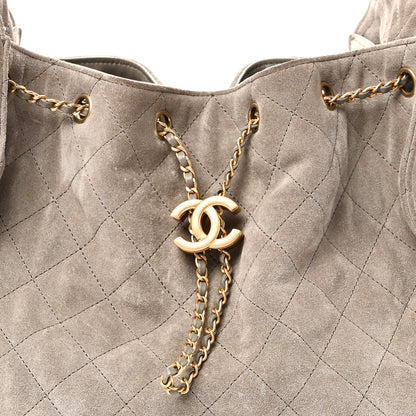 Chanel Suede Quilted Medium Chanel 25 Handbag Grey 8 of 11