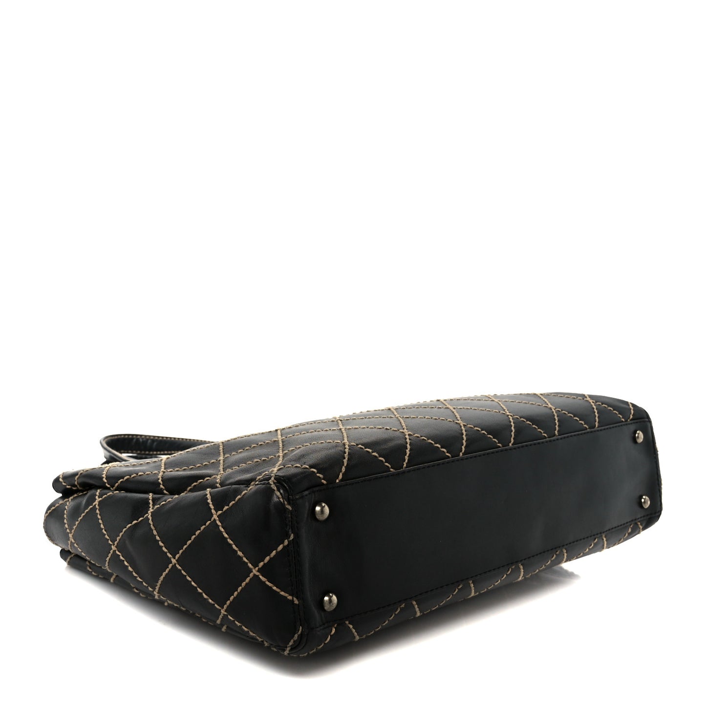 Calfskin Wild Stitch Large Tote Black