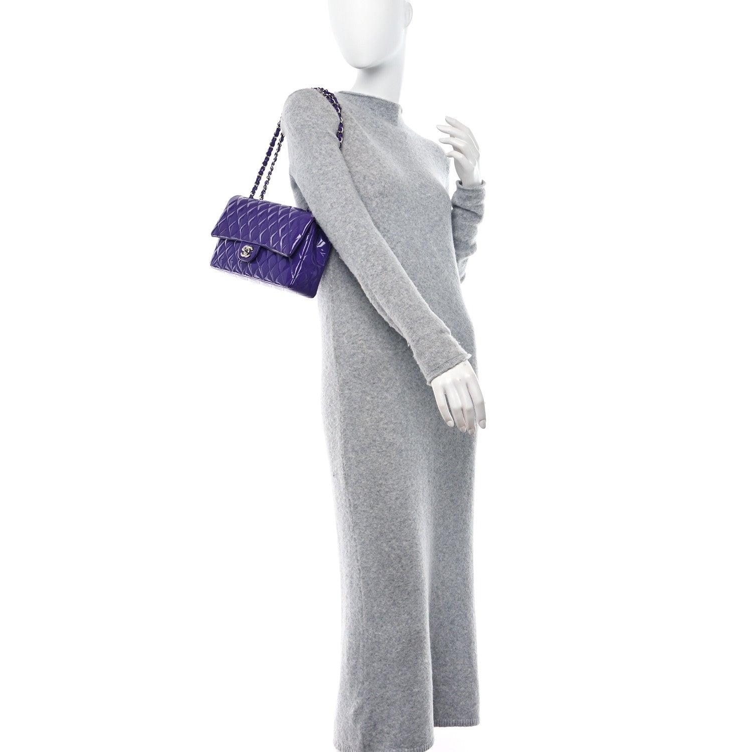 Chanel Patent Calfskin Quilted Medium Double Flap Purple 2 of 13