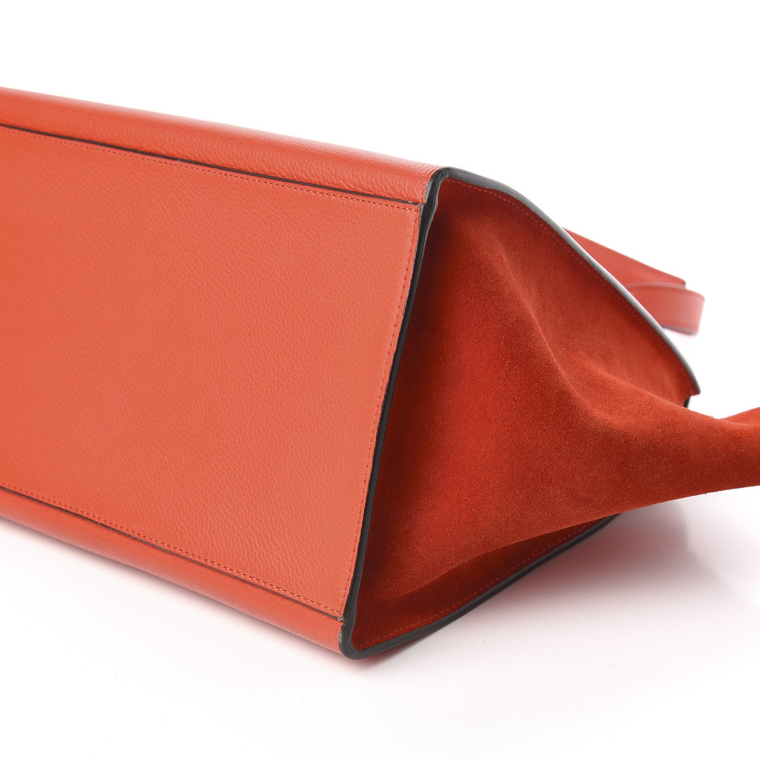 Celine Drummed Calfskin Suede Medium Trapeze Vermillion 9 of 10