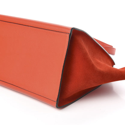 Celine Drummed Calfskin Suede Medium Trapeze Vermillion 9 of 10