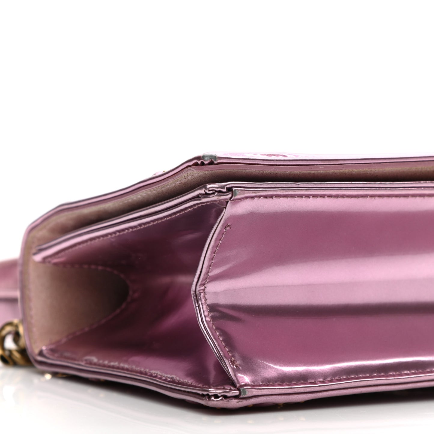 Metallic Patent Studded Small Diorama Flap Bag Pink