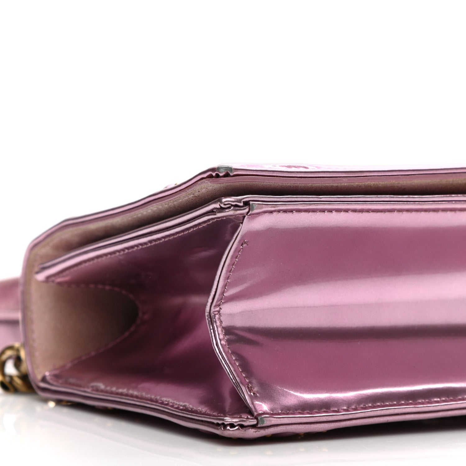 Christian Dior Metallic Patent Studded Small Diorama Flap Bag Pink 8 of 12