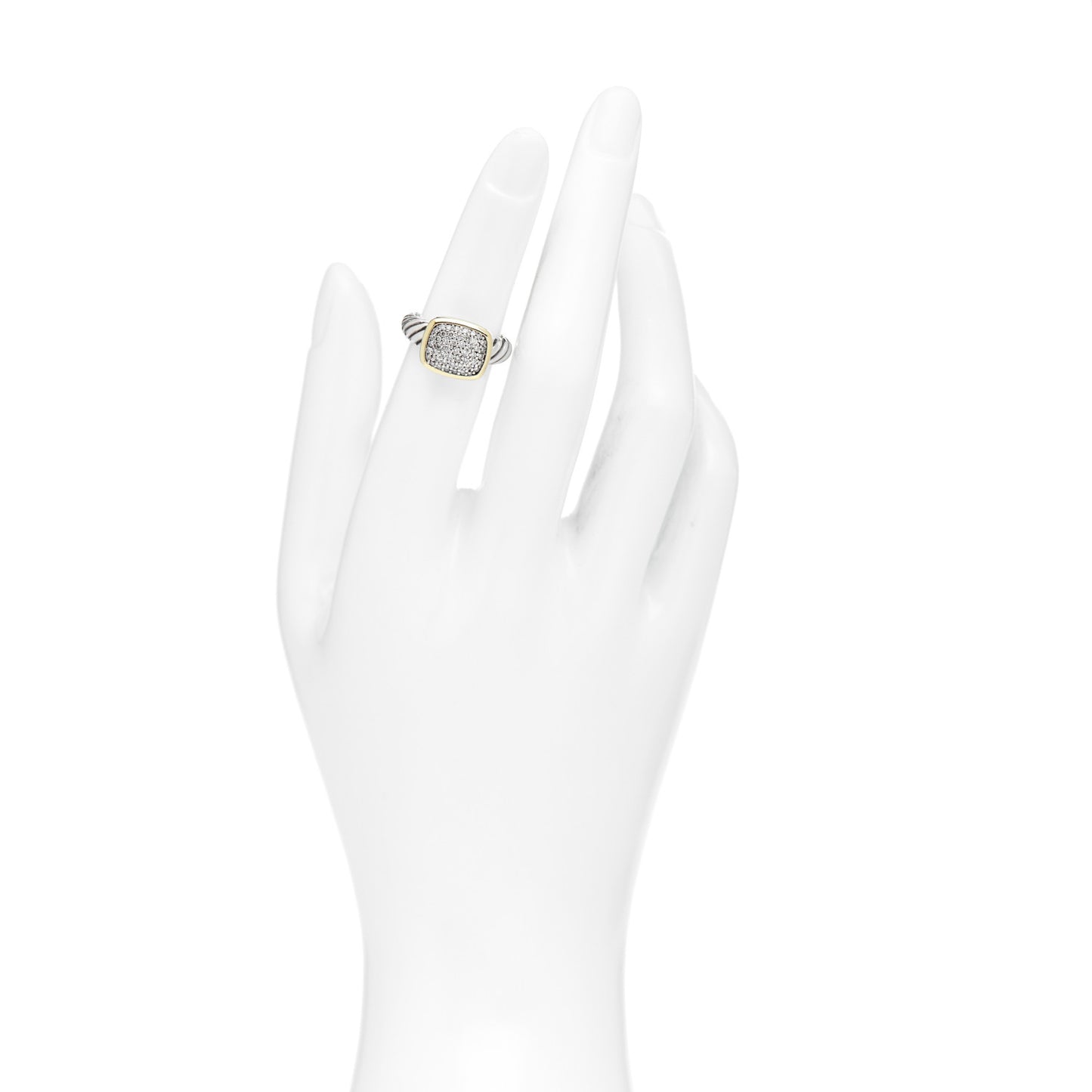 Sterling Silver 18K Yellow Gold Diamond 10mm Noblesse Ring 49 4.75
