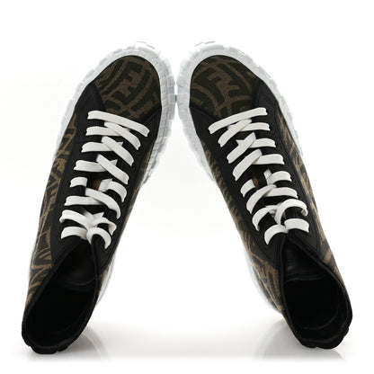 Fendi X SARAH COLEMAN Fabric Jacquard FF Vertigo Mens Fendi Force High Top Sneakers 8 Tobacco Black 2 of 9