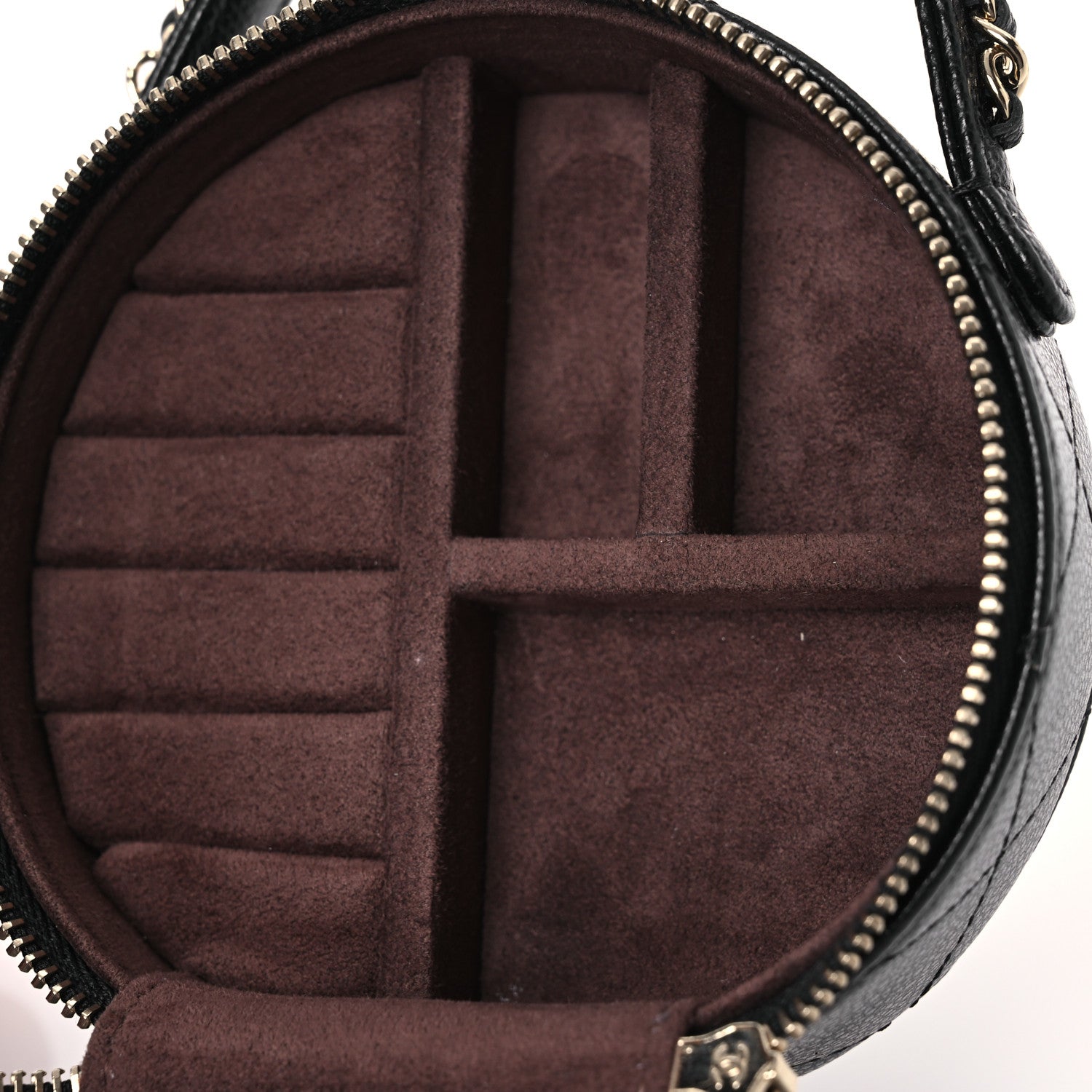 Chanel Caviar Quilted Round Top Handle Jewelry Case With Chain Black 6 of 16