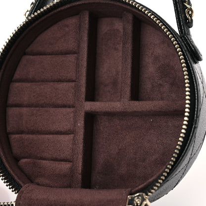 Chanel Caviar Quilted Round Top Handle Jewelry Case With Chain Black 6 of 16