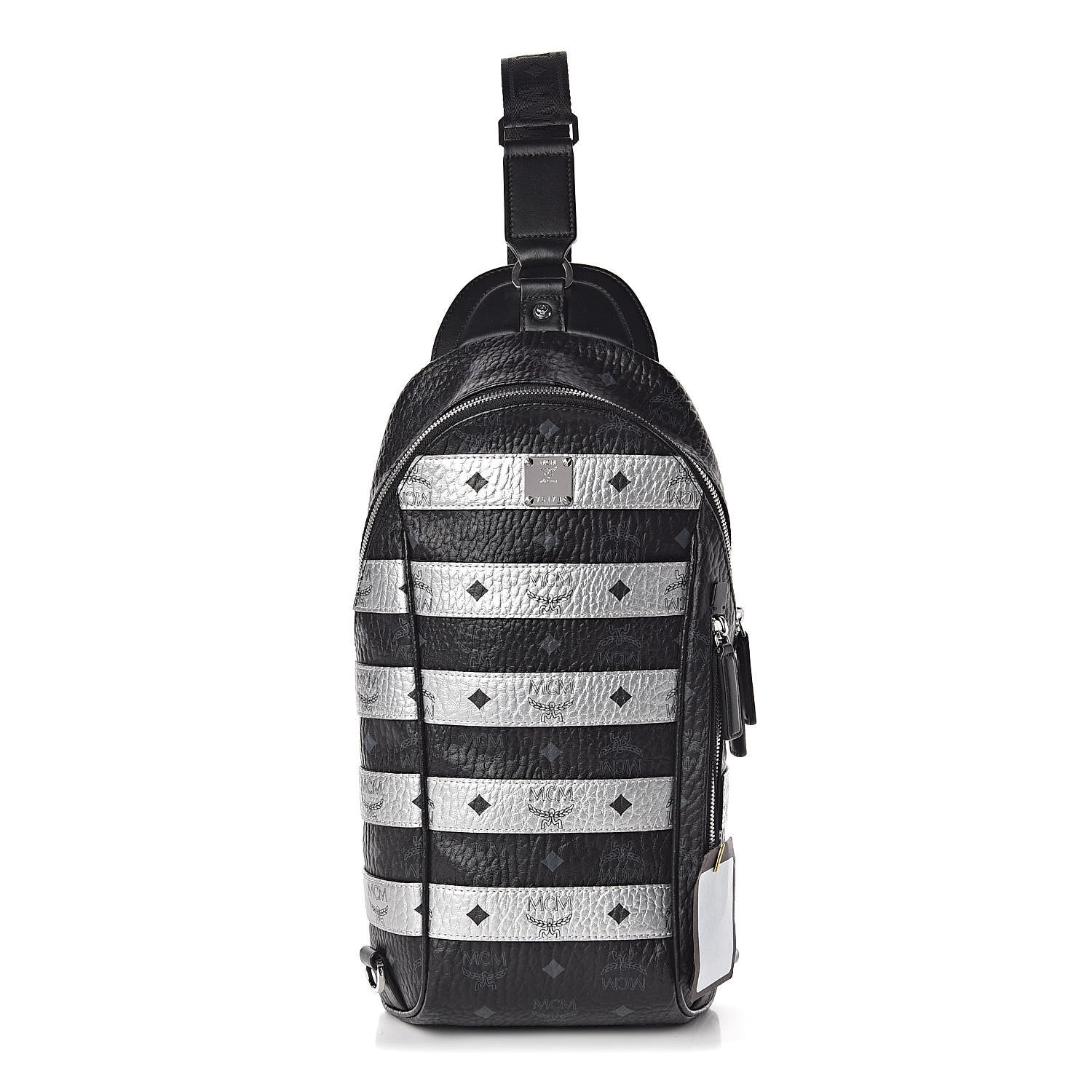 MCM Visetos Spot Medium Sling Bag Black Silver 1 of 9